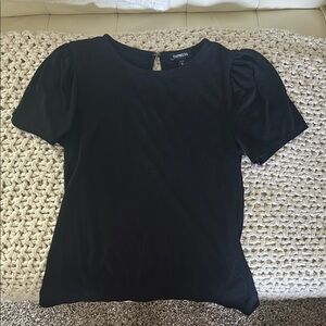 Express Black Fitted Puff Sleeve T-Shirt